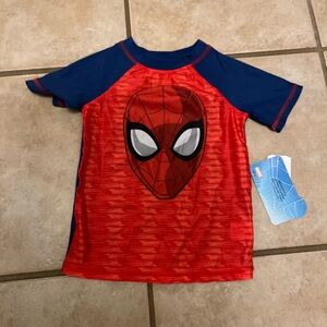 Marvel Red and Blue Spider-Man Kids swim Rashguard